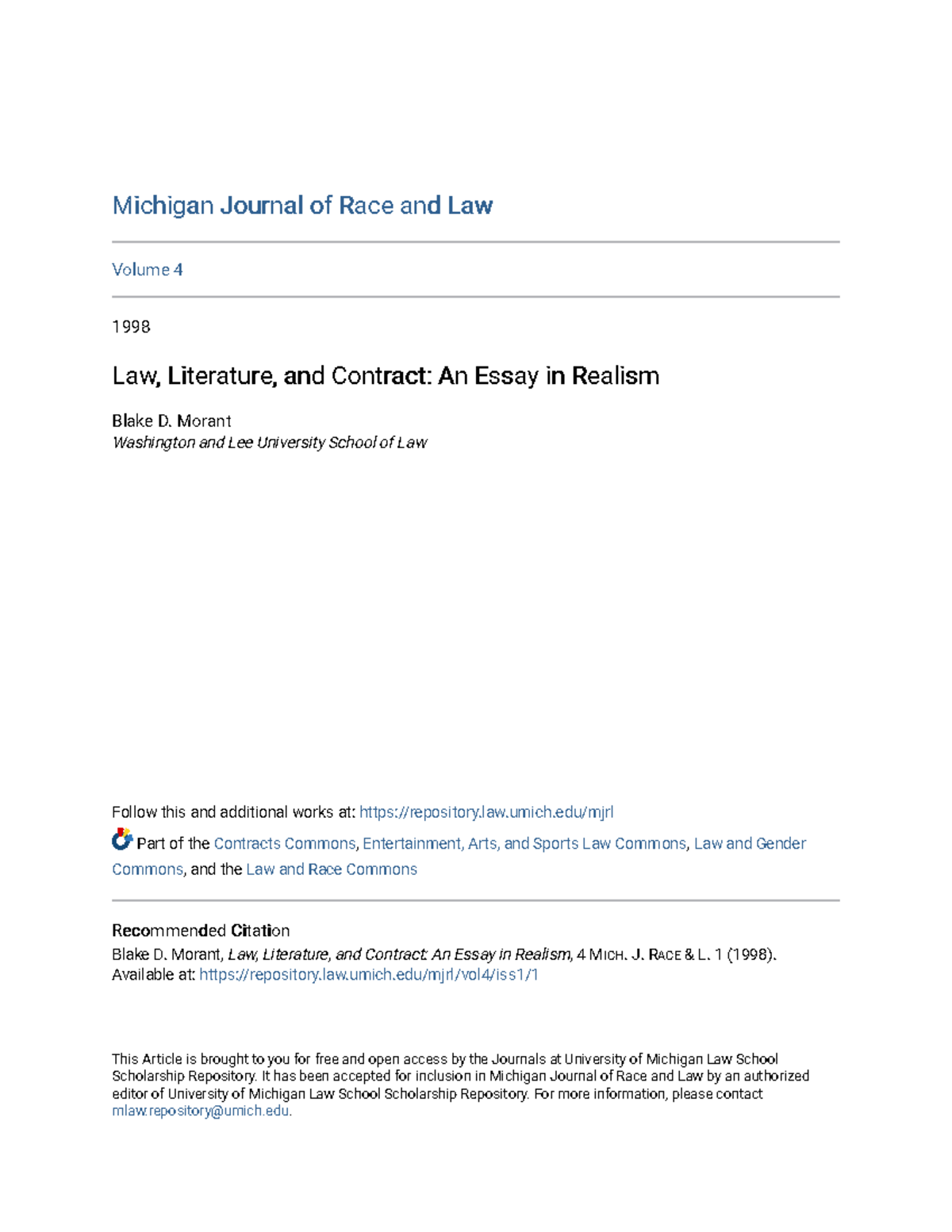 contract law sample Michigan Journal of Race and LawMichigan Journal