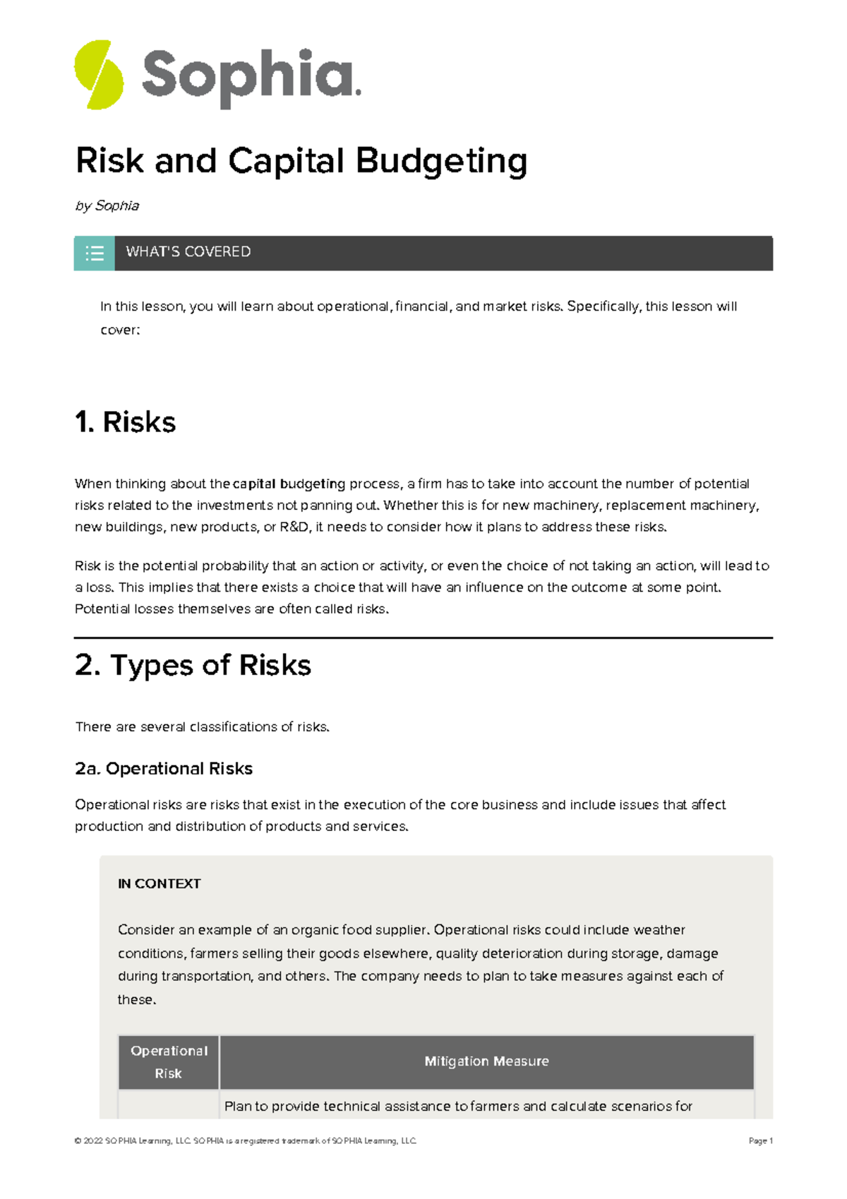 Risk And Capital Budgeting - Risk And Capital Budgeting By Sophia In 