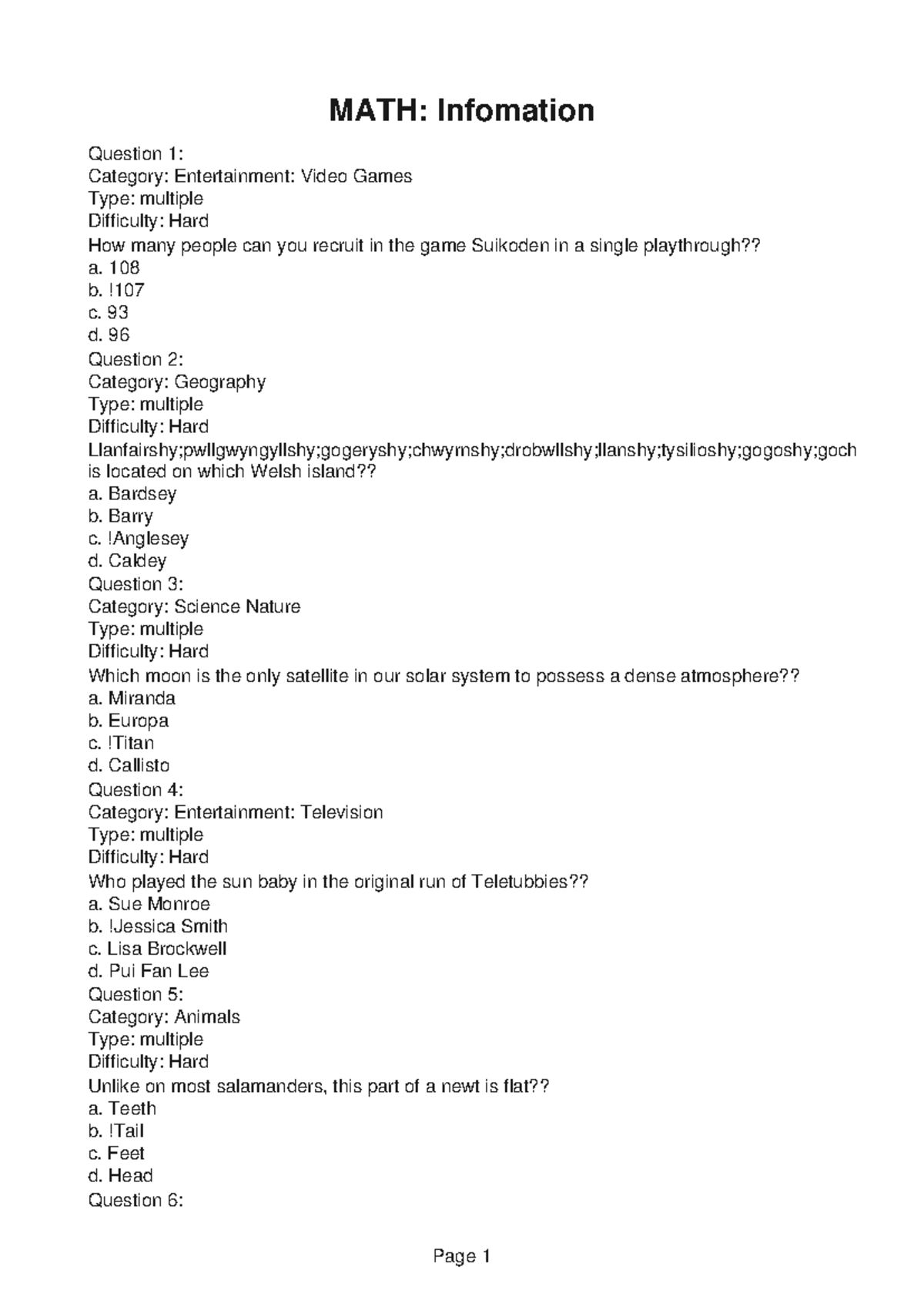 MATH331 Lab 3 - MATH: Infomation Question 1: Category: Entertainment ...