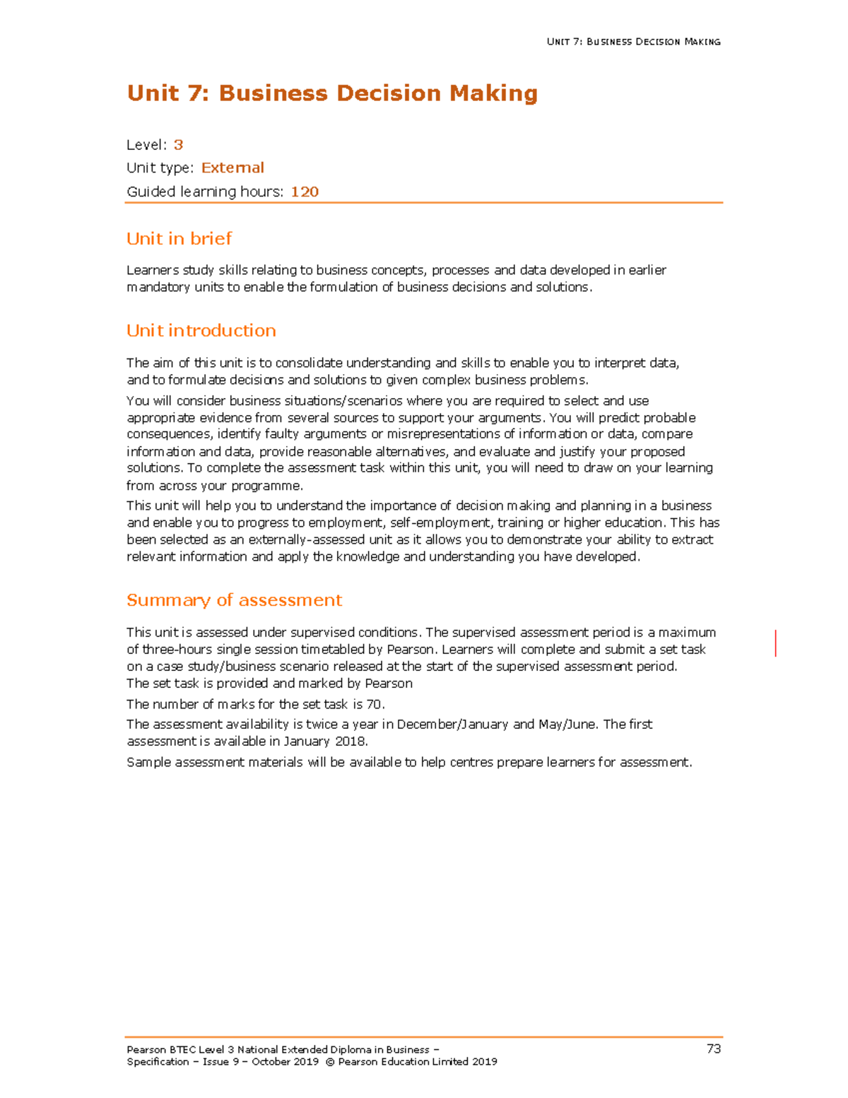 Unit+7+Business+Decision+Making+(UK) - Pearson BTEC Level 3 National ...
