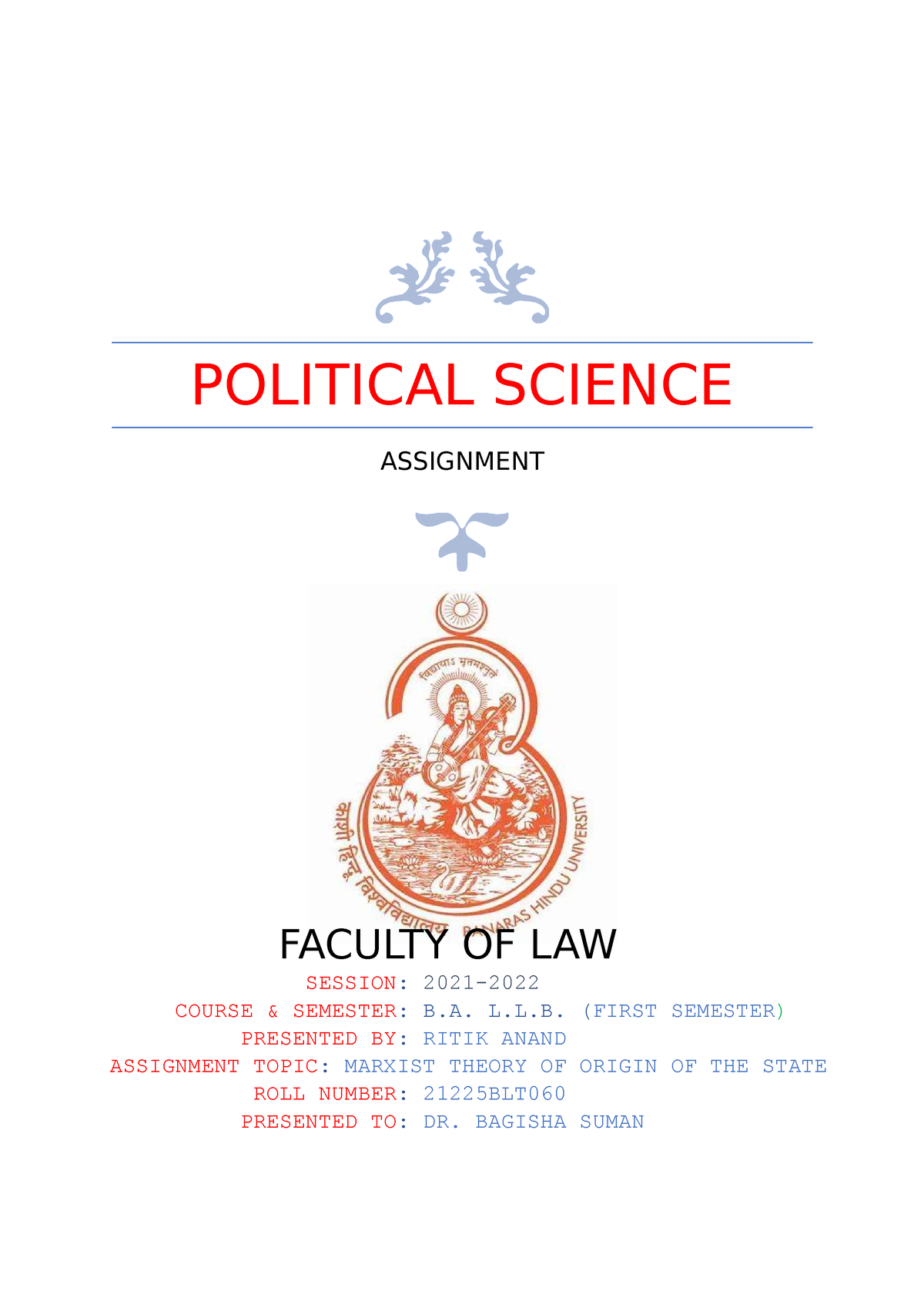 political science assignment pdf