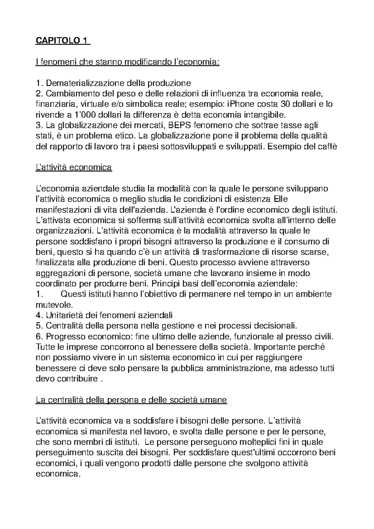 Capitolo 1 - Riassunto Corso Di Economia Aziendale - CAPITOLO 1 I ...