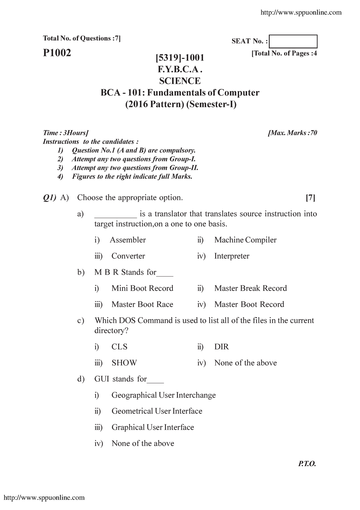 Bca 1 Sem Fundamentals Of Computer 1001 P16 Apr 2018 - SQIW EIHHI I 2x ...