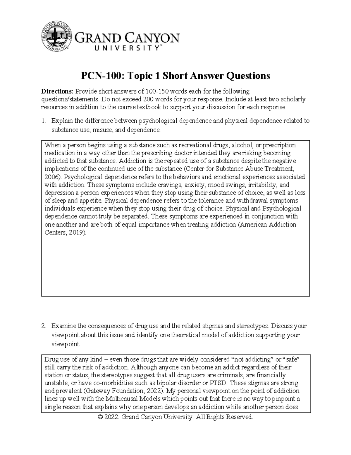 PCN 100 RS T1Short Answer Questions - PCN-100: Topic 1 Short Answer ...