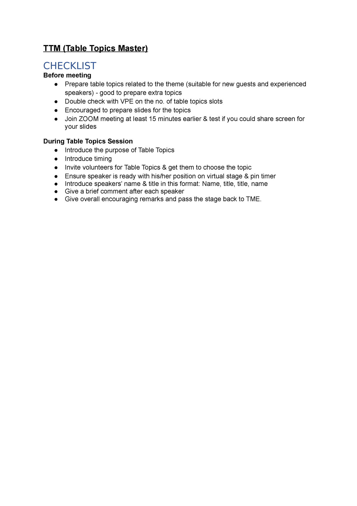 Copy of Sample TTM script - for toastmasters - TTM (Table Topics Master