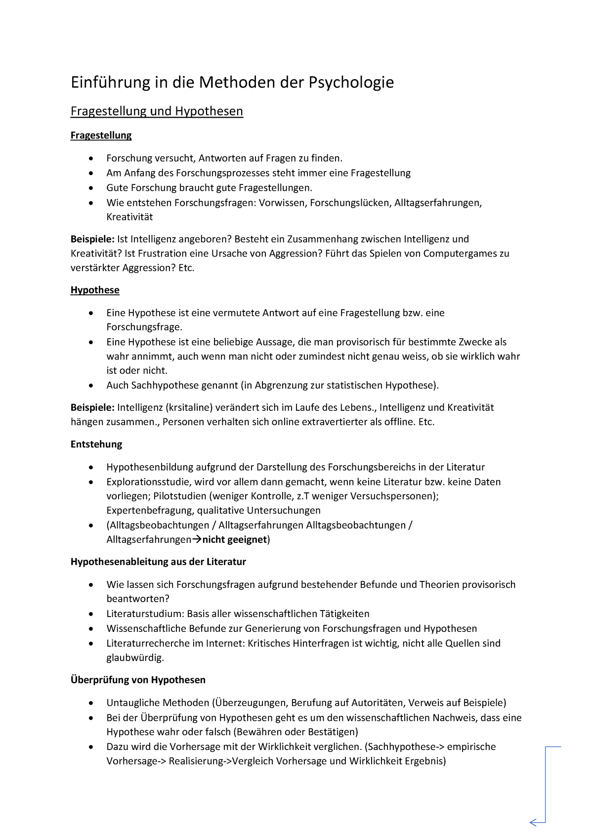 Hypothesen und Fragestellung - Einführung in die Methoden der ...