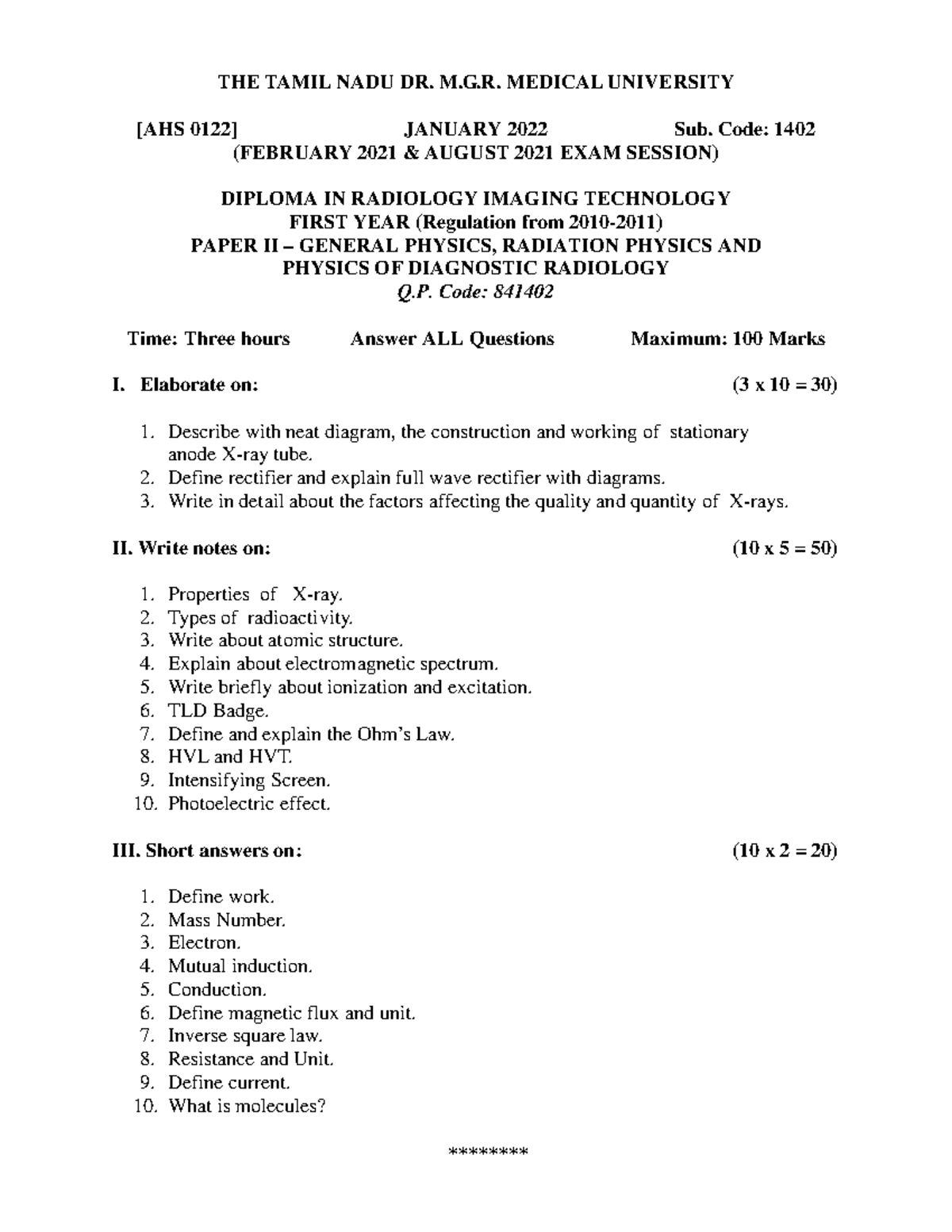 841402 Practice materials for bsc radiography and imaging technology