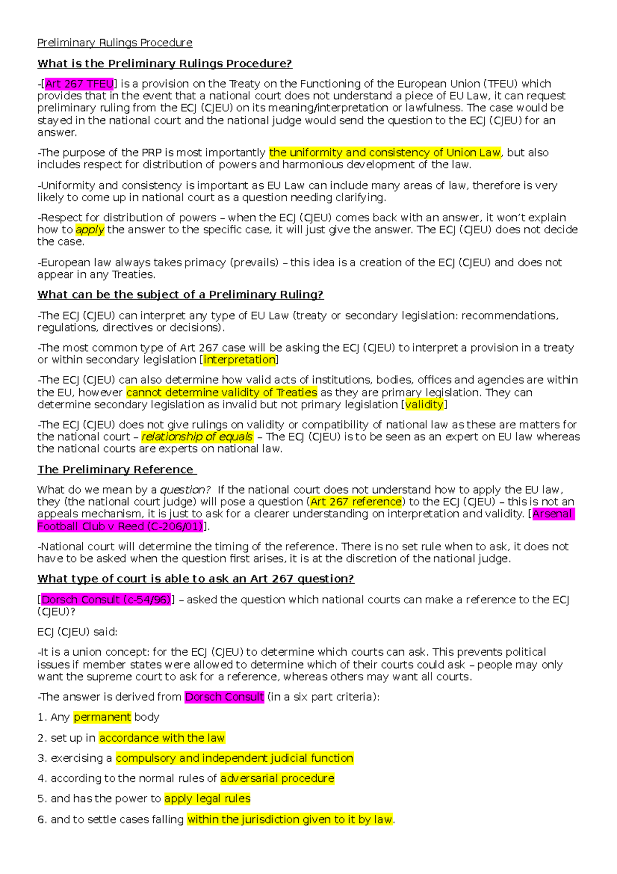 Preliminary Rulings Procedure - The case would be stayed in the ...