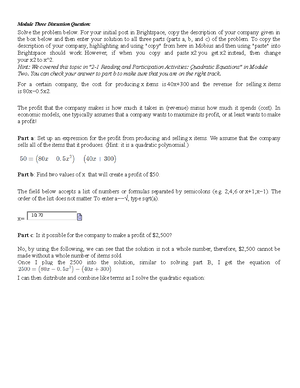 MAT-136 Module Two Discussion Question Post And Solution - Module Two ...