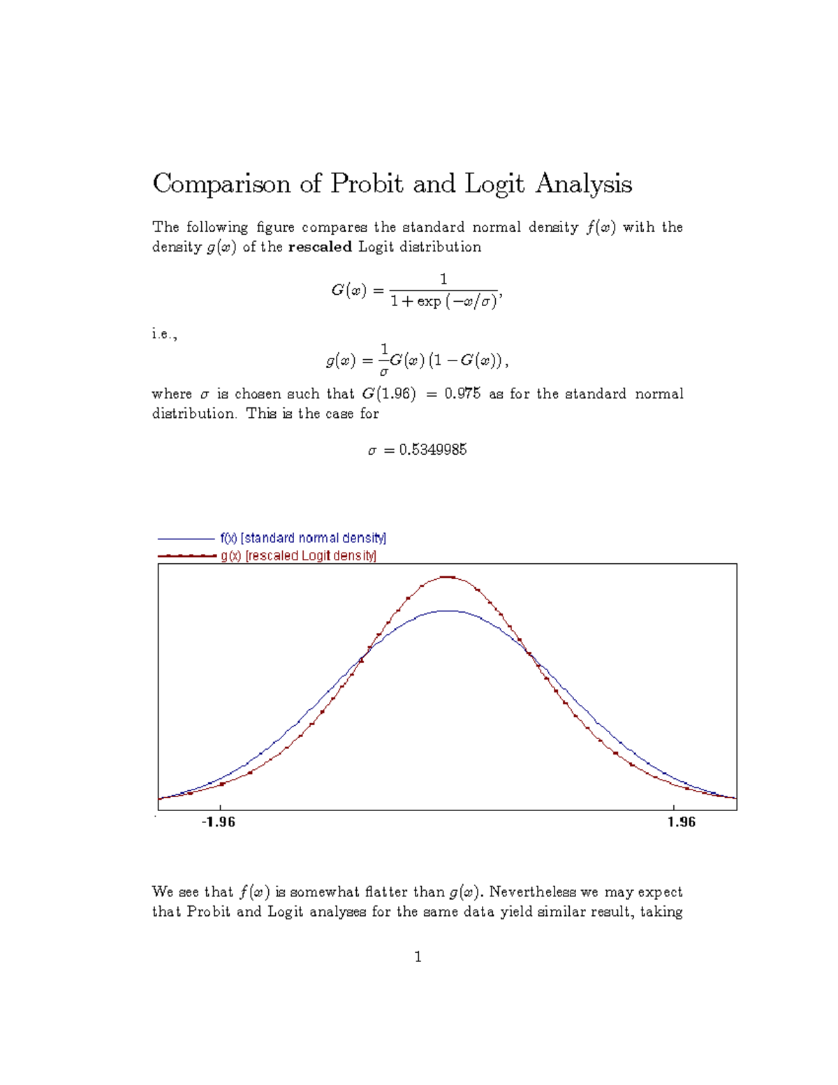 Lecture Notes, Course. - Comparison Of Probit Analysis And Logit ...