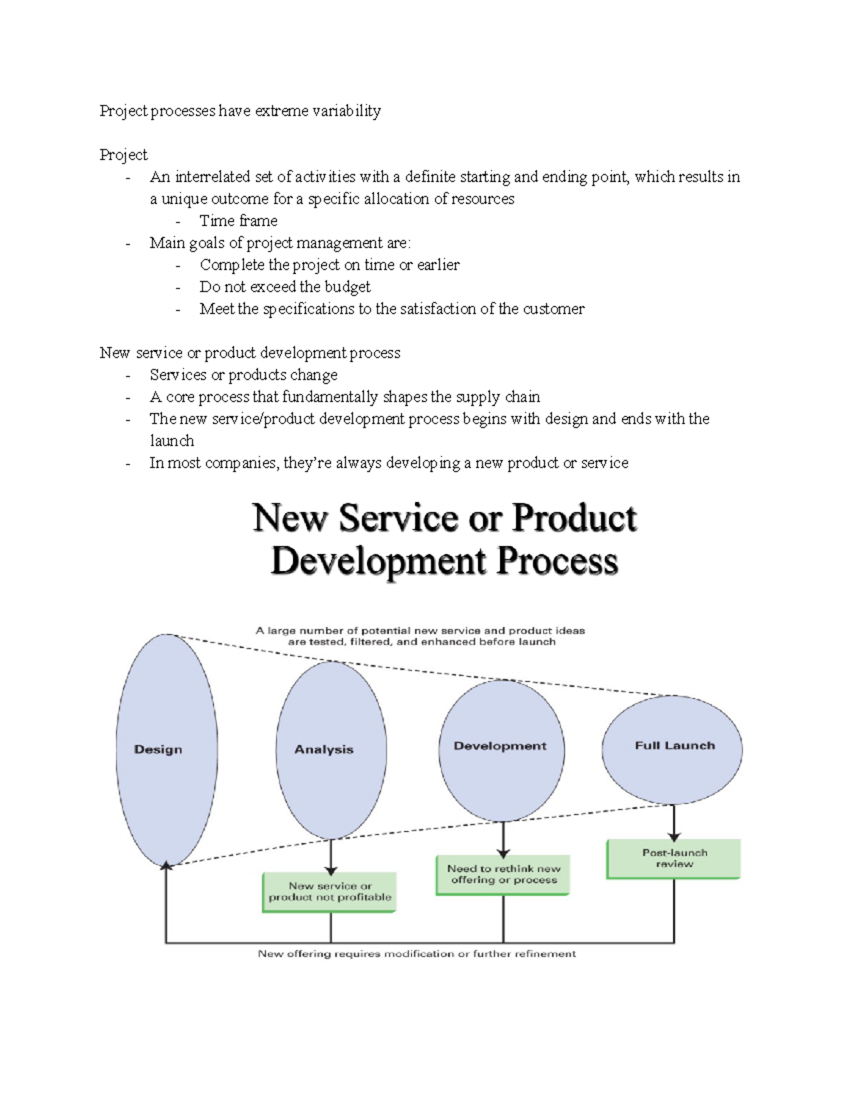 (SCM 2160) Lecture 21, project management Project processes have