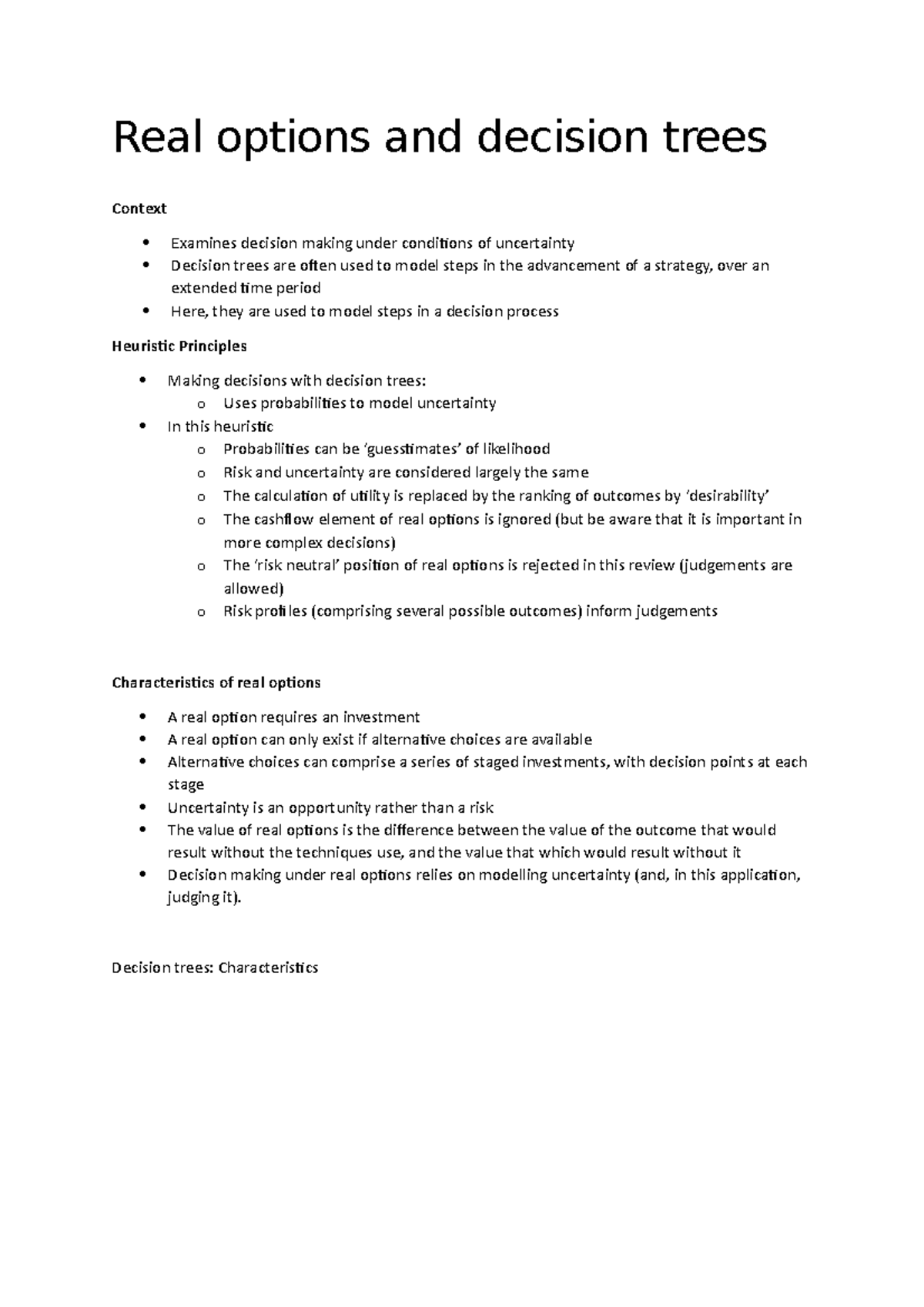 Unit 6 - Real Options and Decision Trees - Real options and decision ...