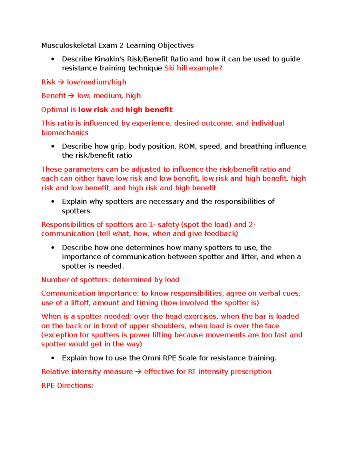 Musculoskeletal Exam 2 Learning Objectives - Musculoskeletal Exam 2 ...