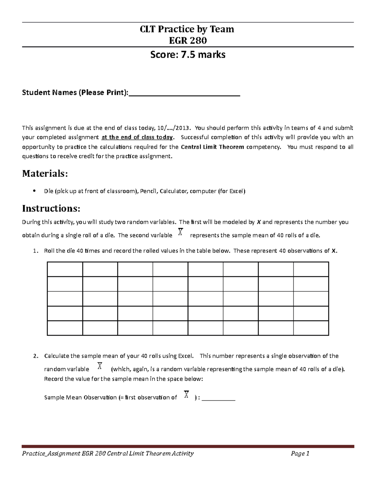 self study - home work question ,central limit theorem / law of