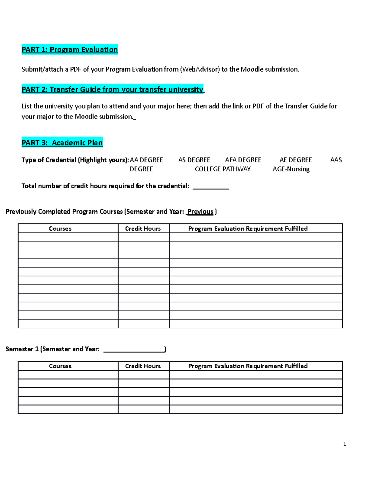 ACA 122 HW4 Blank Form revised - PART 1: Program Evaluation Submit ...