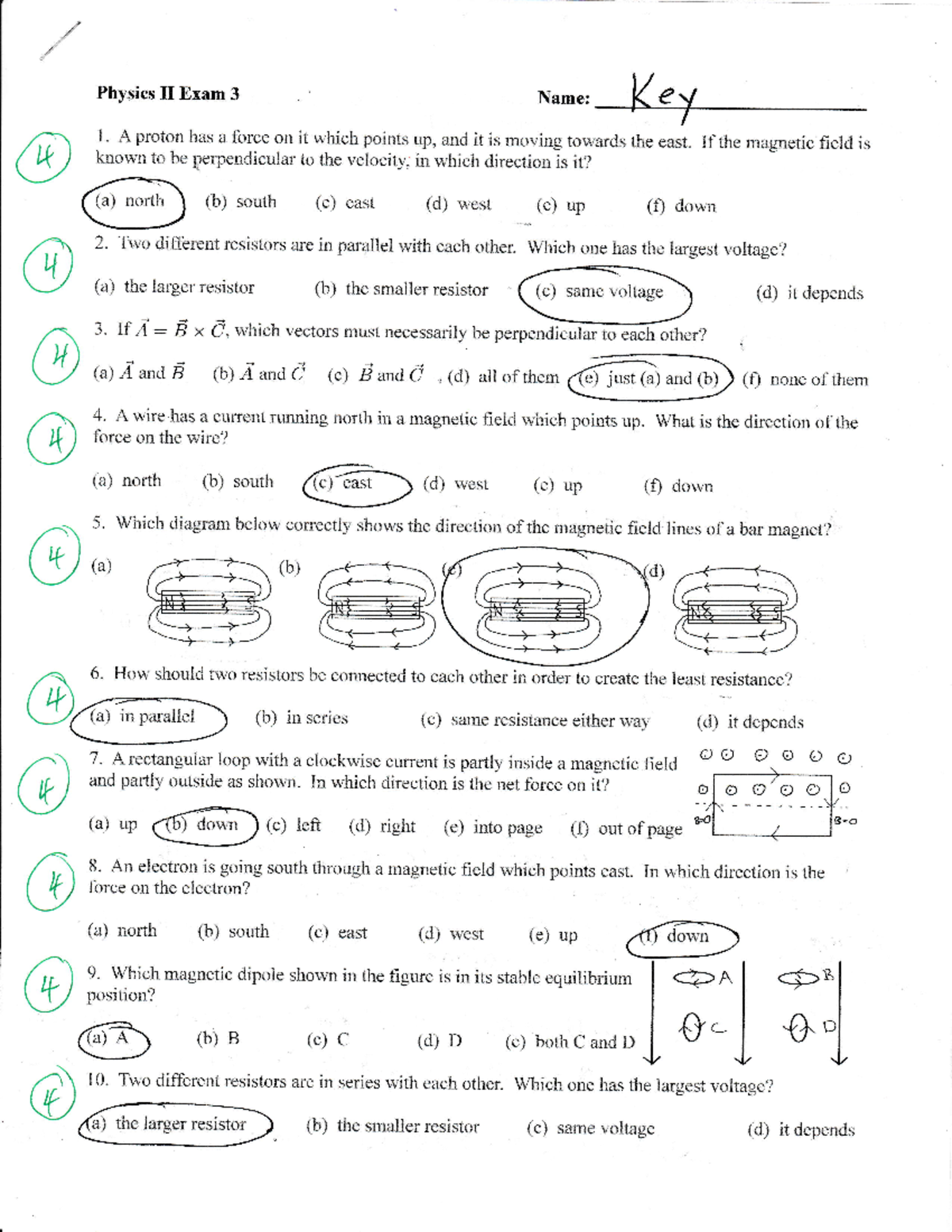 Exam 3 Key - Practice Exam 3 With Answers - Physics II Exam 3 Name: E 1 ...