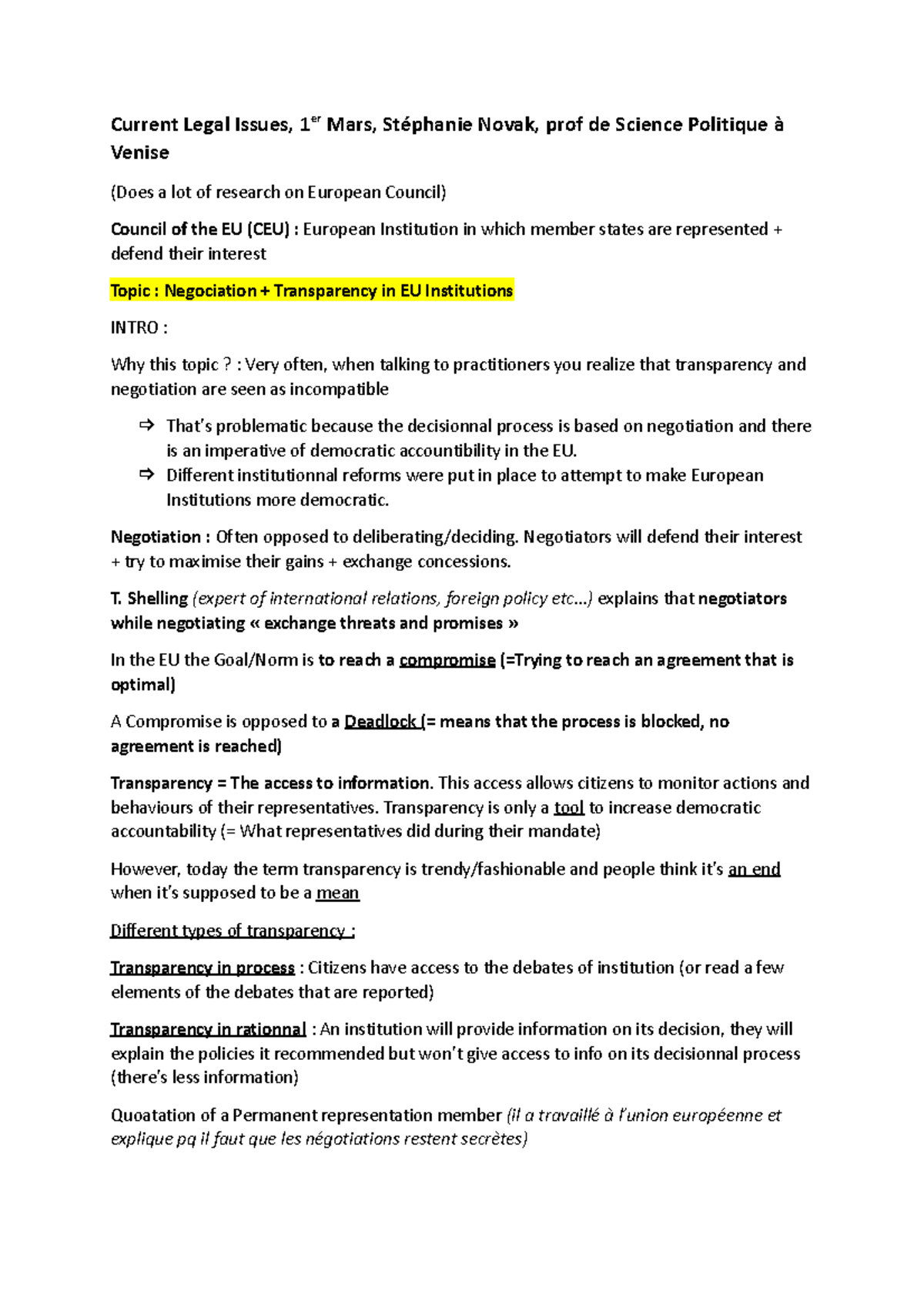 Current Legal Issues Different institutionnal reforms were put in