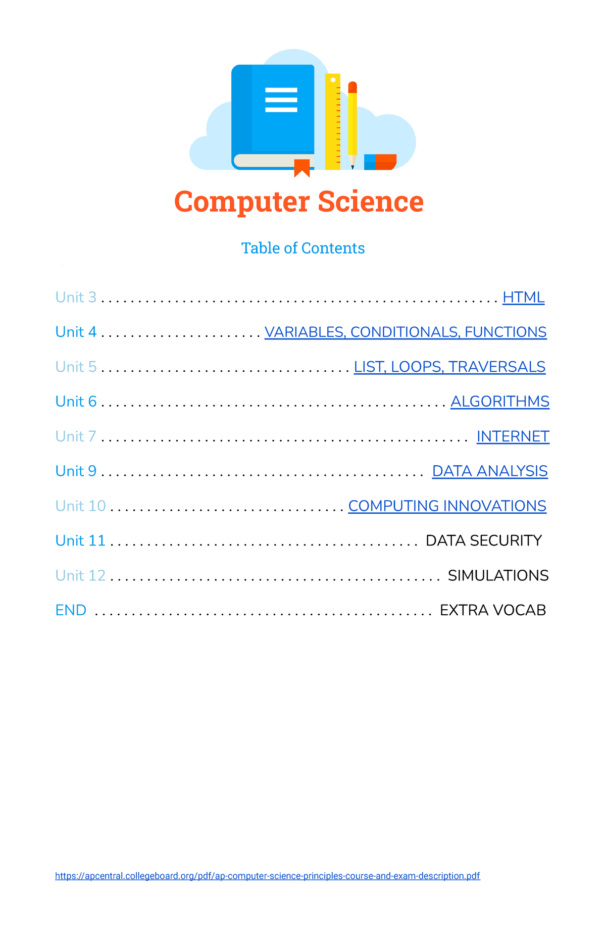 Topics in Computing Notepad - Computer Science Table of Contents Unit ...