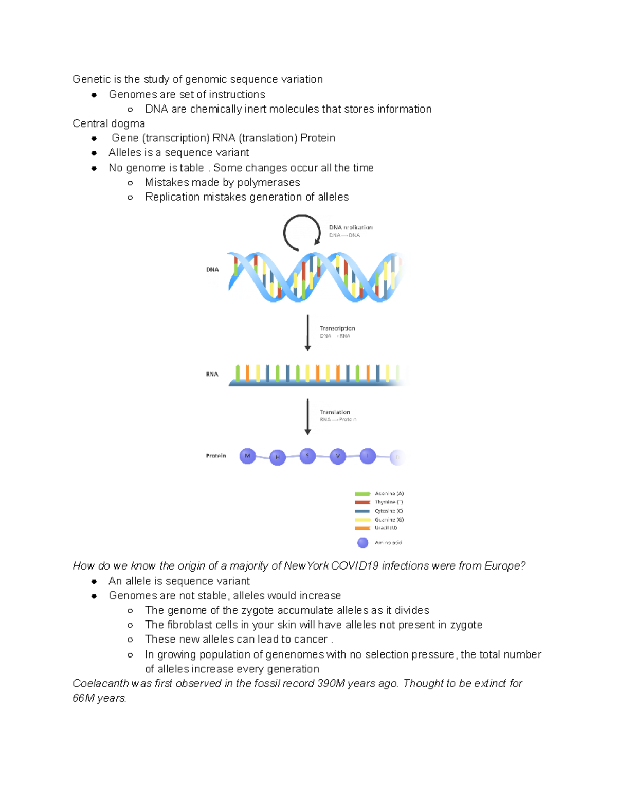 Genetic Lecture 1 - Genetic Is The Study Of Genomic Sequence Variation ...