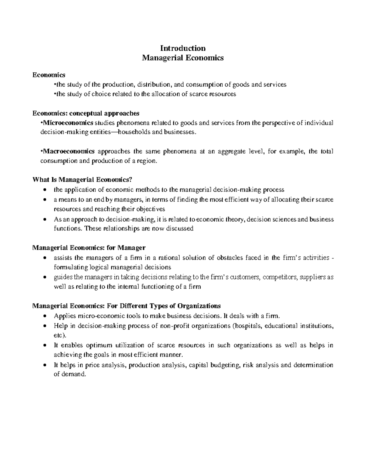 01 Introduction to Managerial Economics - Introduction Managerial ...