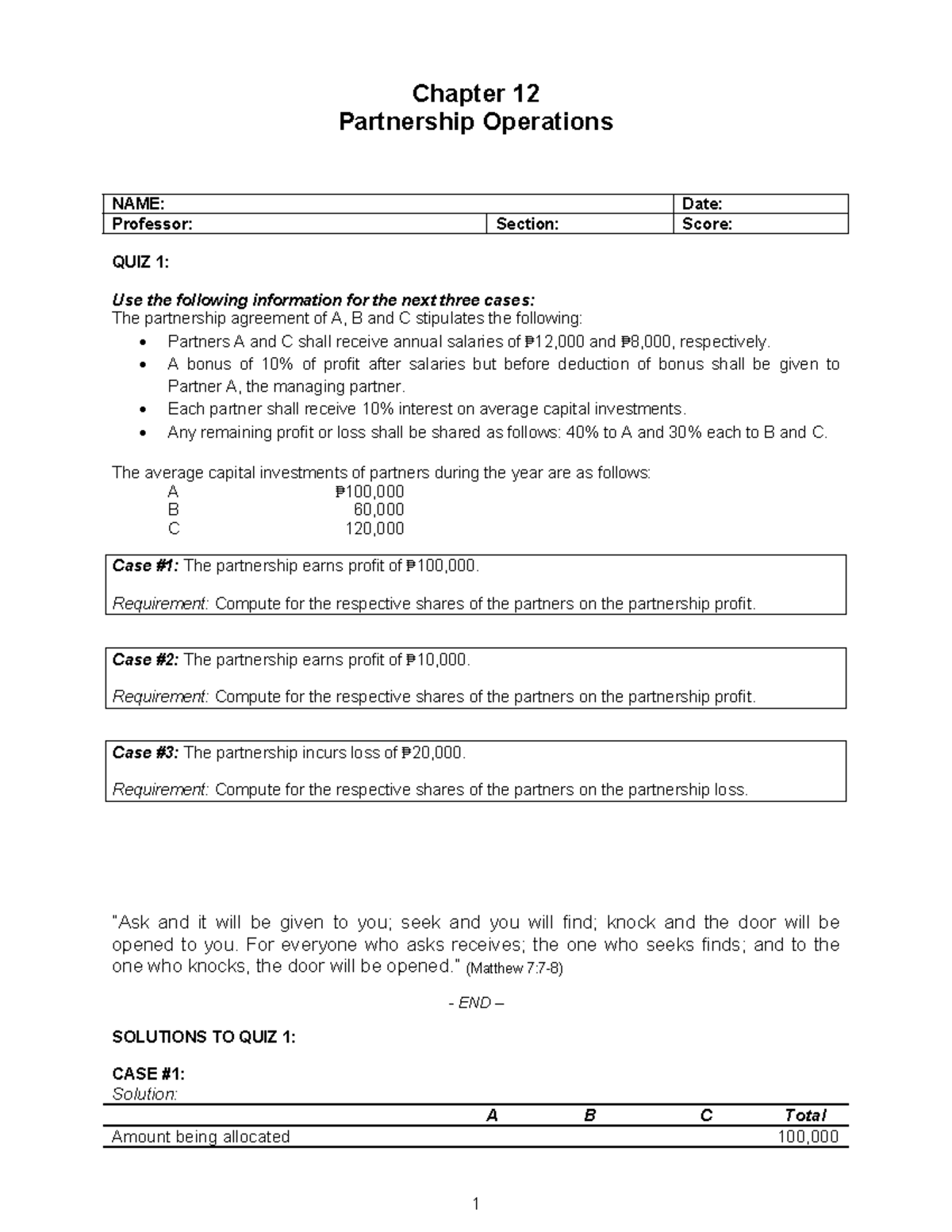 Chapter 12 Partnership Operations - Chapter 12 Partnership Operations ...