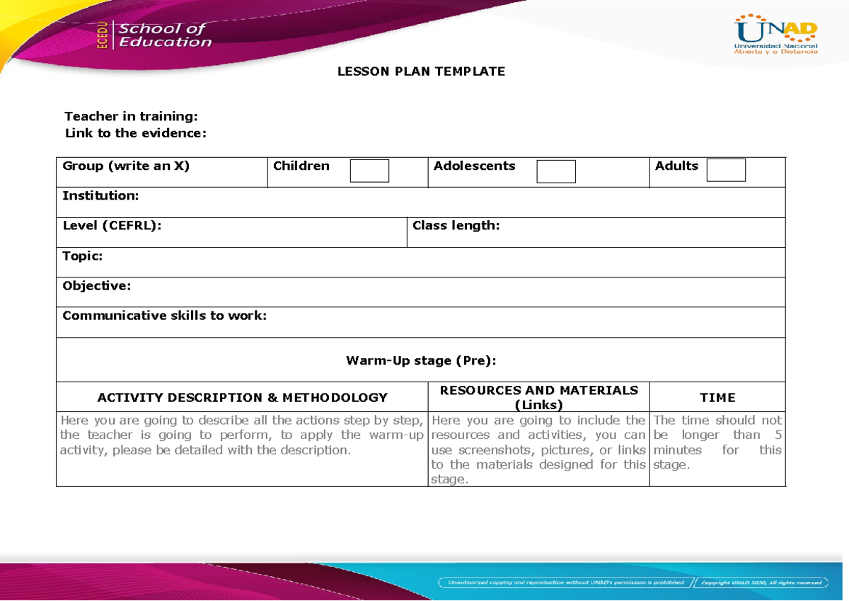 Pla de lección para ejecutar matriz - LESSON PLAN TEMPLATE Teacher in ...