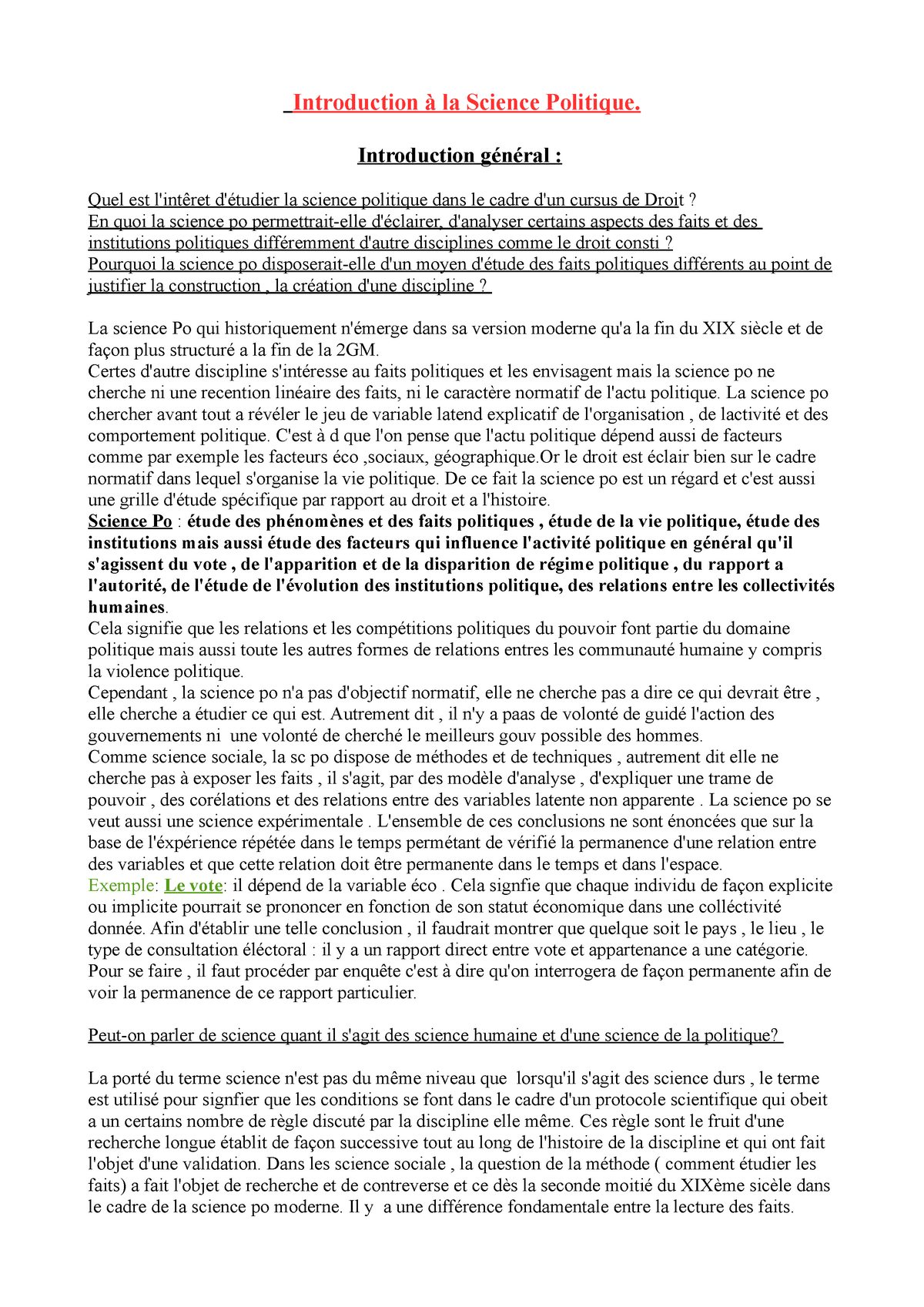 plan pour une dissertation science politique