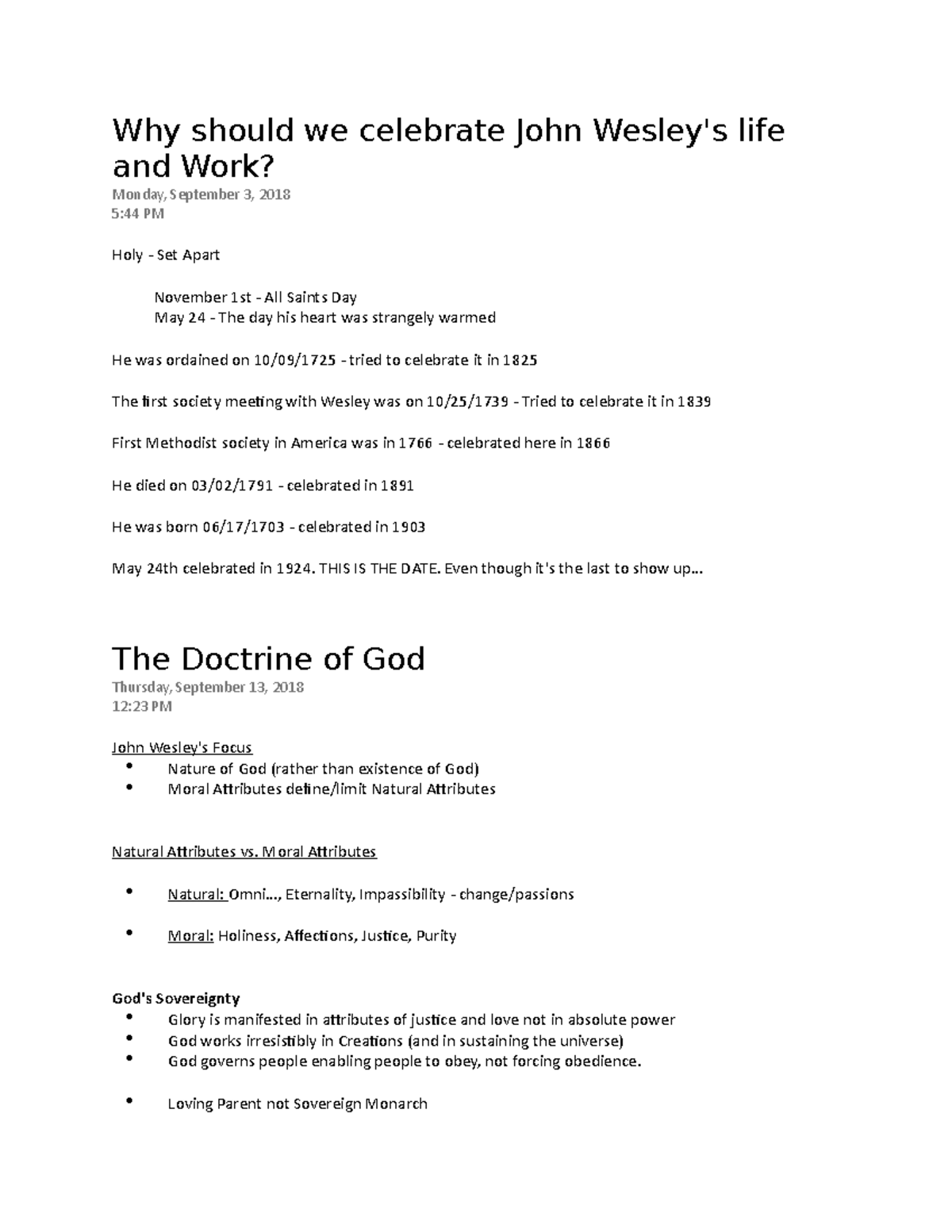 Theology of John Wesley Notes - Why should we celebrate John Wesley's ...