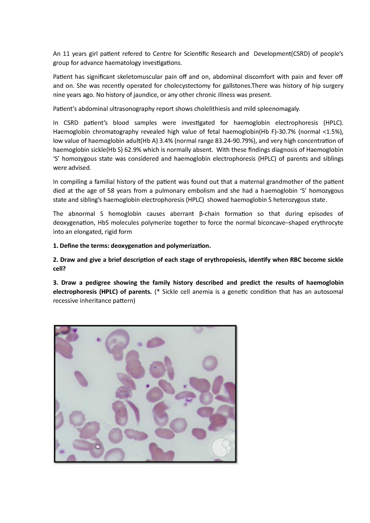 sickle cell anemia case study slideshare