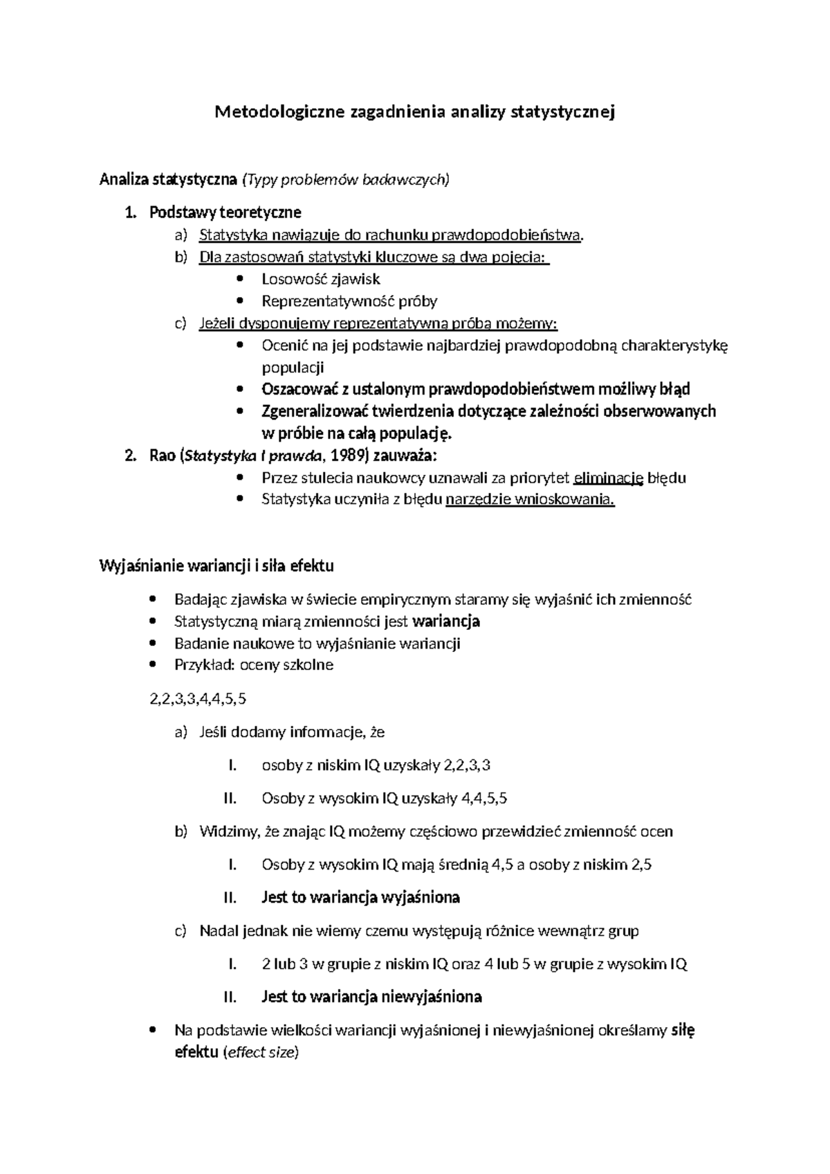 Wykład 13 MB Psychologicznych - Metodologiczne zagadnienia analizy