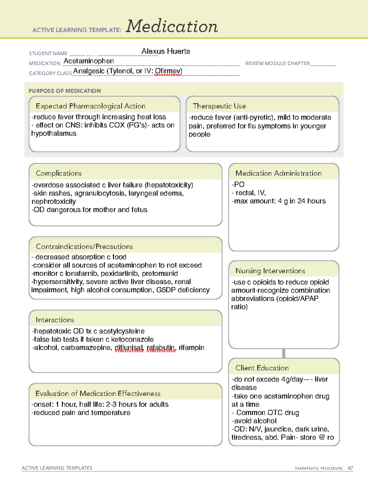 medication-acetaminophen-active-learning-templates-therapeutic