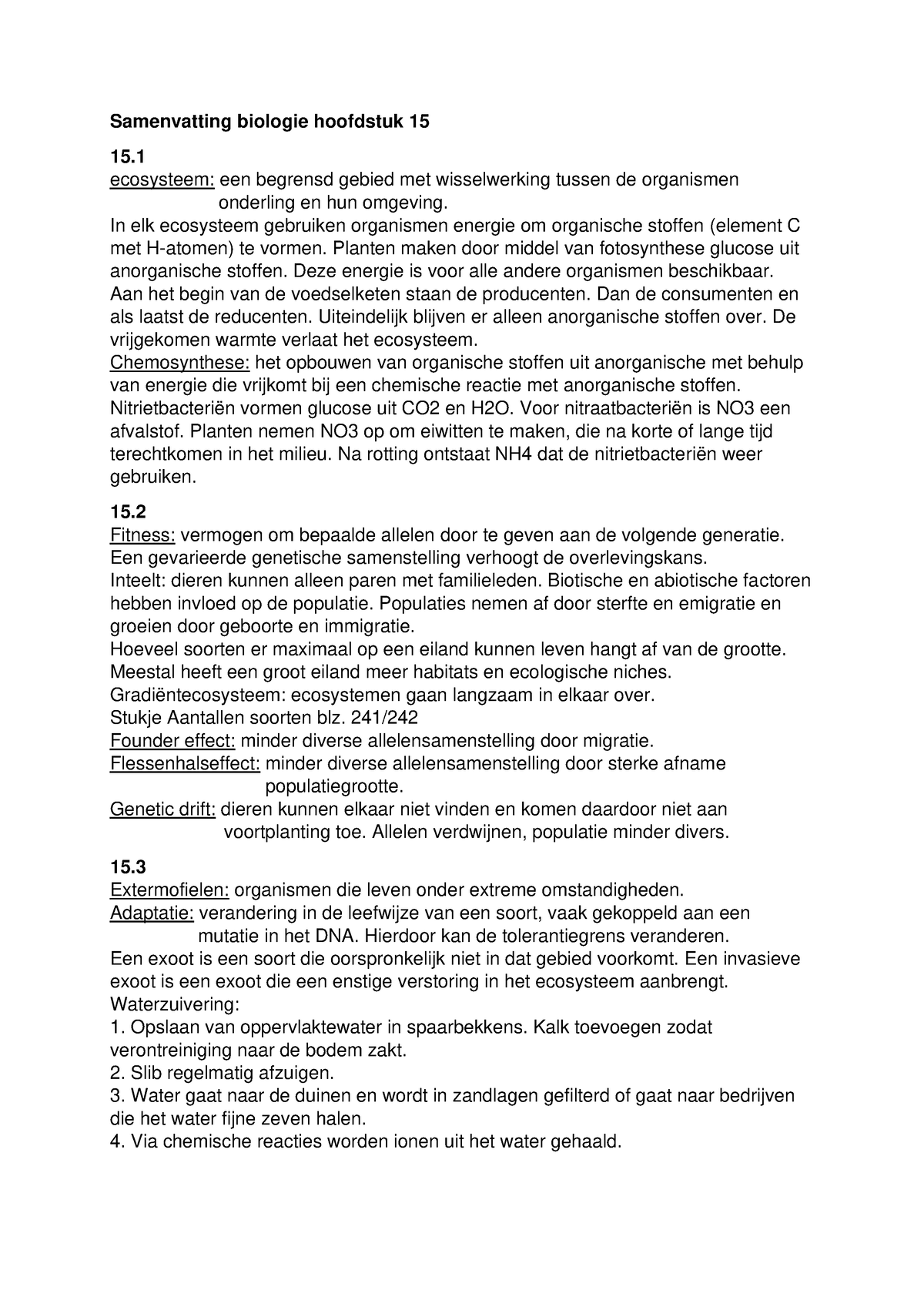 Samenvatting Biologie Hoofdstuk 15 - In Elk Ecosysteem Gebruiken ...