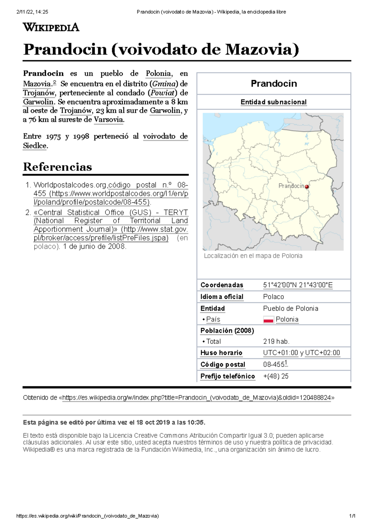 Prandocin (voivodato de Mazovia) Wikipedia, la enciclopedia libre