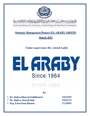 Strategic Management Project ( EL- Araby group)