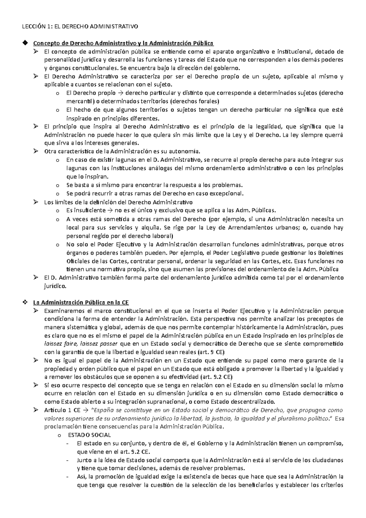 Lección 1 - Tema 1 - LECCIÓN 1: EL DERECHO ADMINISTRATIVO Concepto De ...