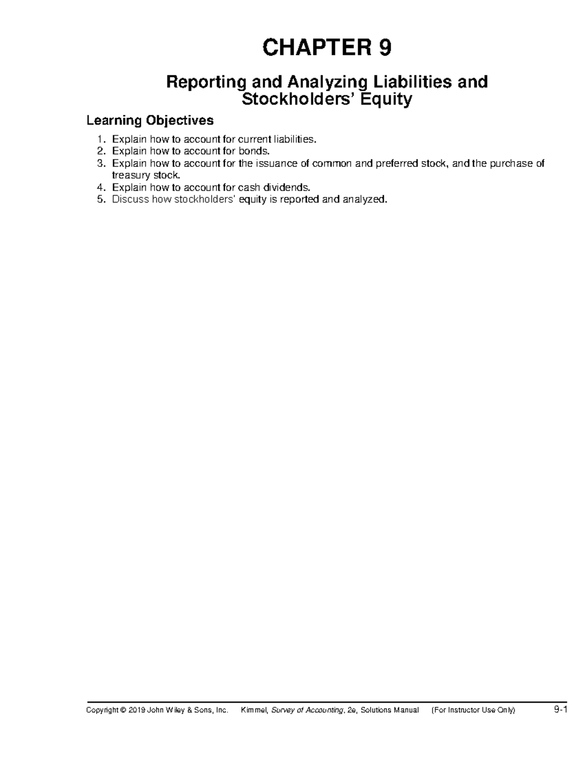 Ch09 Solutions Copyright © 2019 John Wiley & Sons, Inc. Kimmel