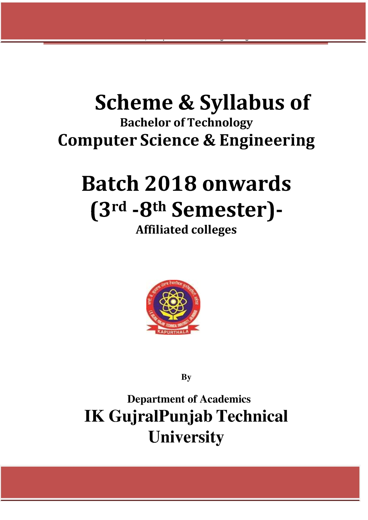 Ikgptu Syllabus - IK Gujral Punjab Technical University, Kapurthala B ...