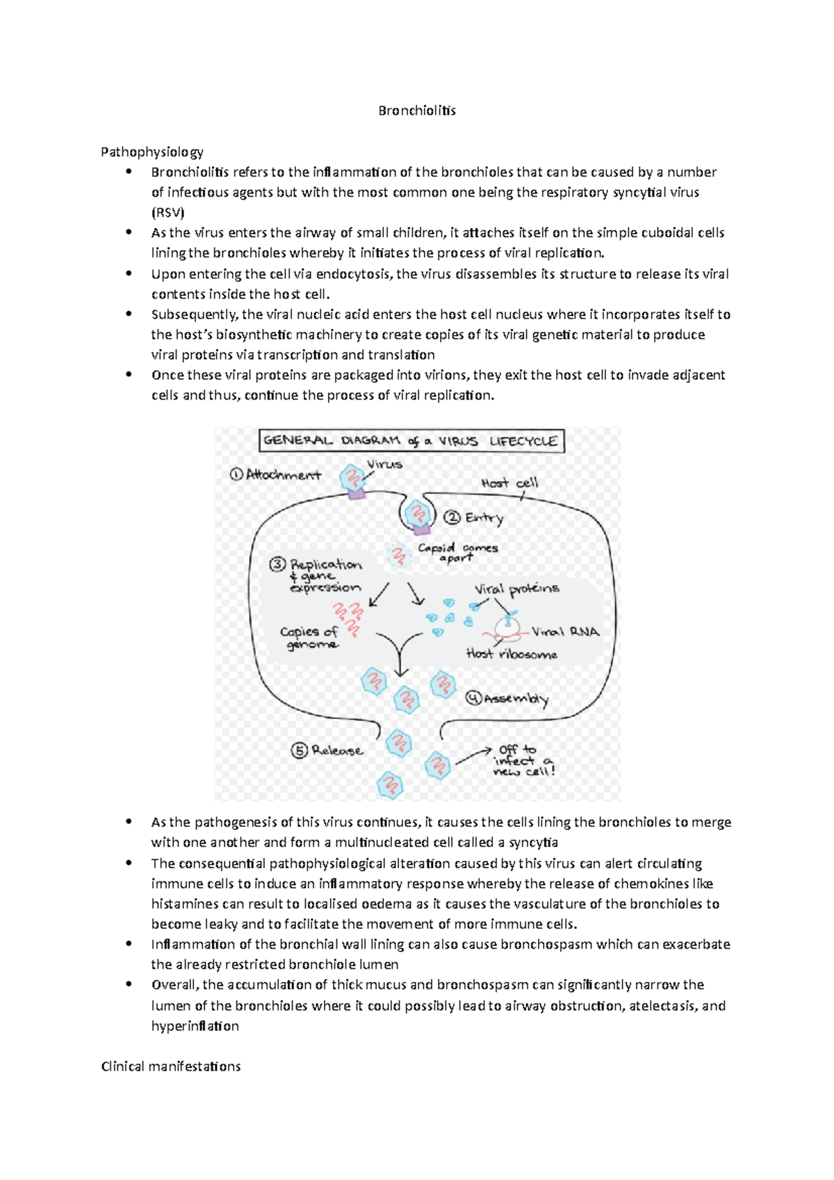 NURS701 Bronchiolitis exam notes for AUT - Bronchiolitis ...
