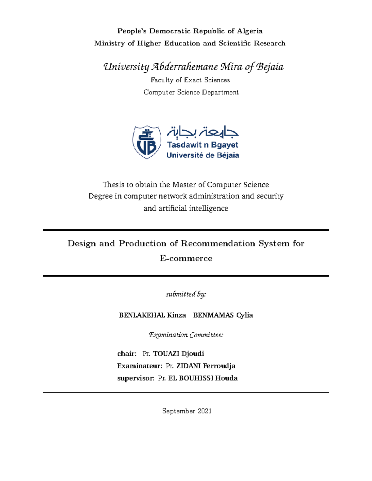 Design And Production Of Recommendation System For E-commerce - People ...