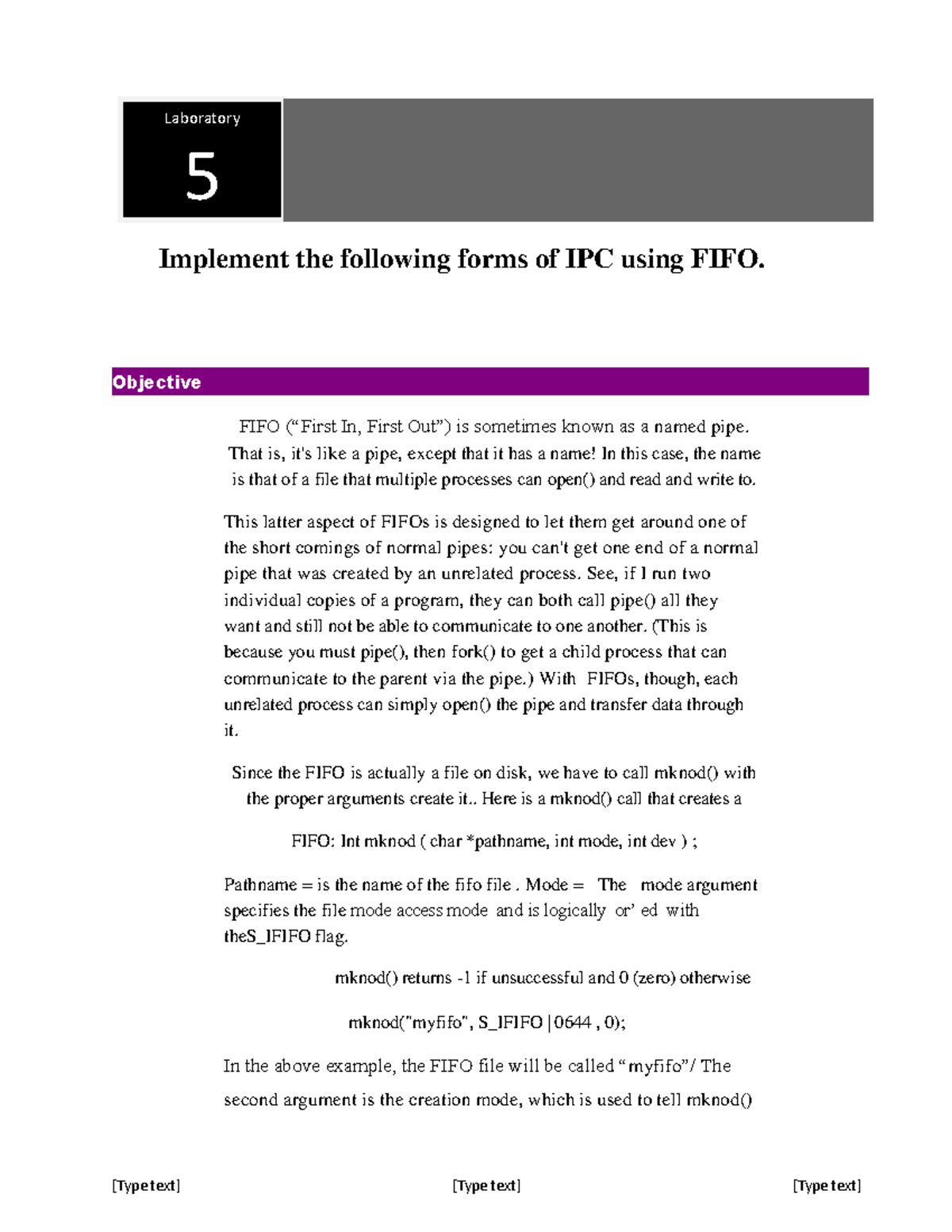 Ipc using fifo method - Implement the following forms of IPC using FIFO ...