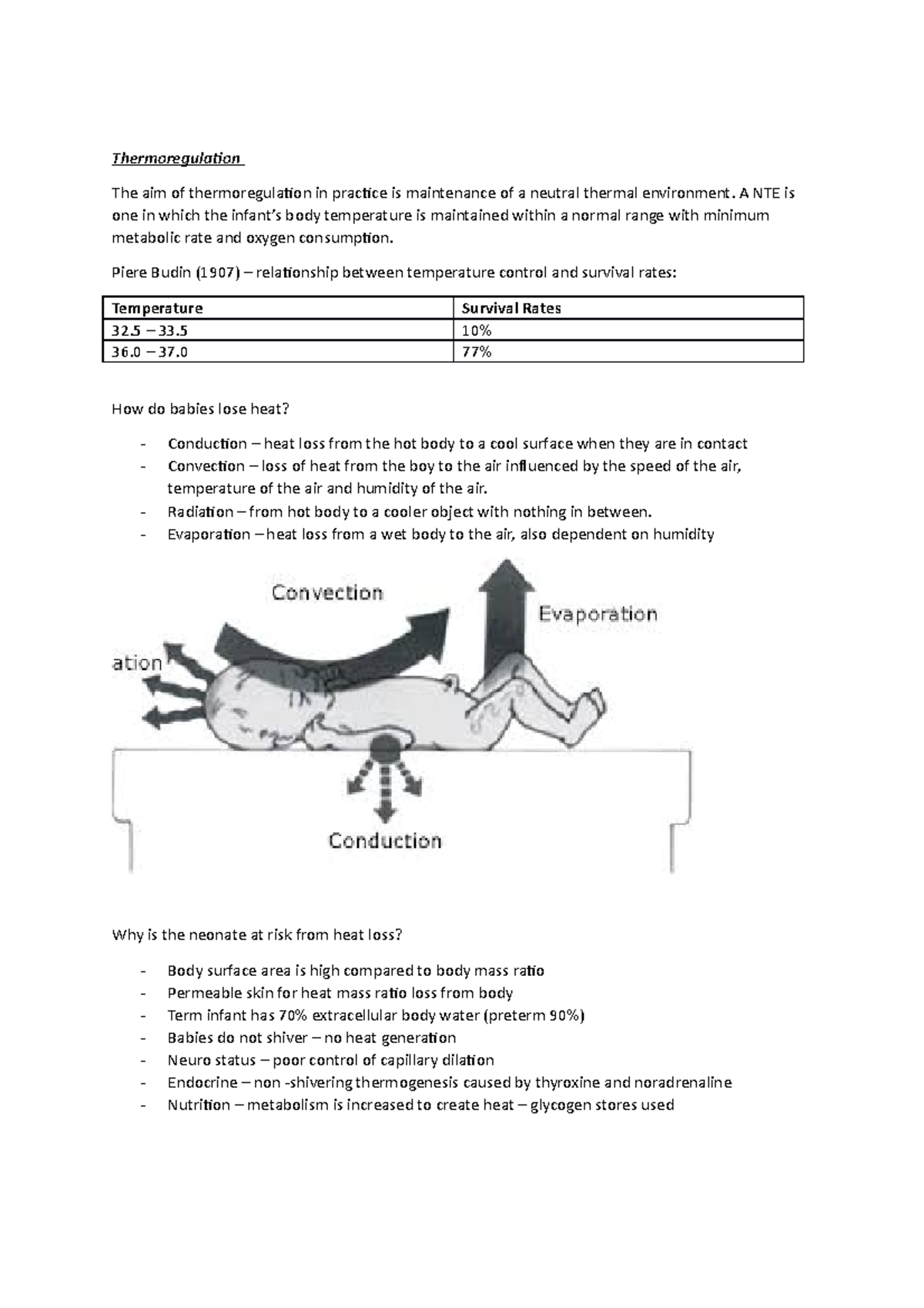 Thermoregulation - midwifery 2107 intake - Thermoregulation The aim of ...