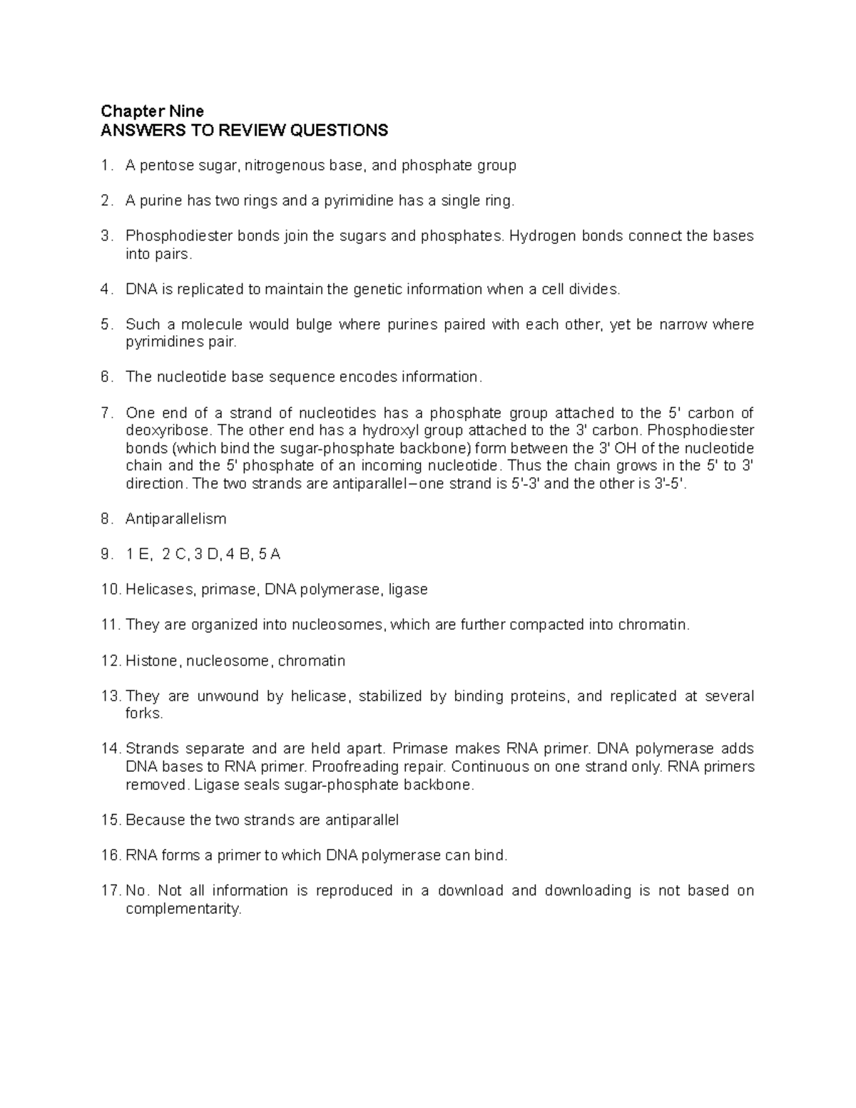 Chap9 genetics answers from 11 edition text book practice test questions - Chapter Nine ANSWERS ...
