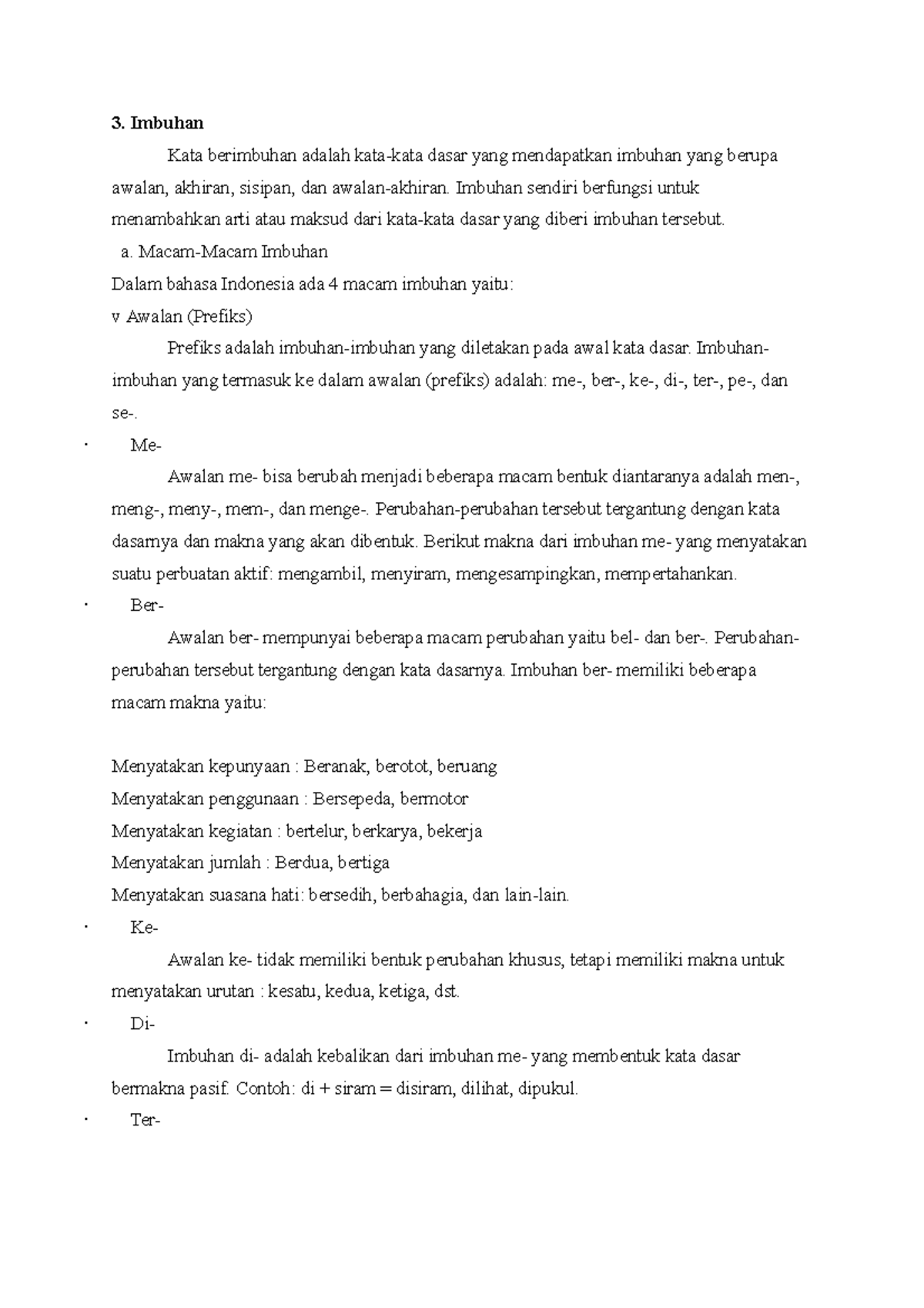 Materi imbuhanmatkul bahasa indonesia Imbuhan Kata berimbuhan adalah