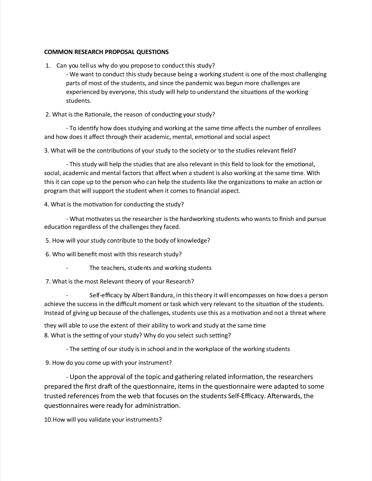 research proposal questions and answers pdf