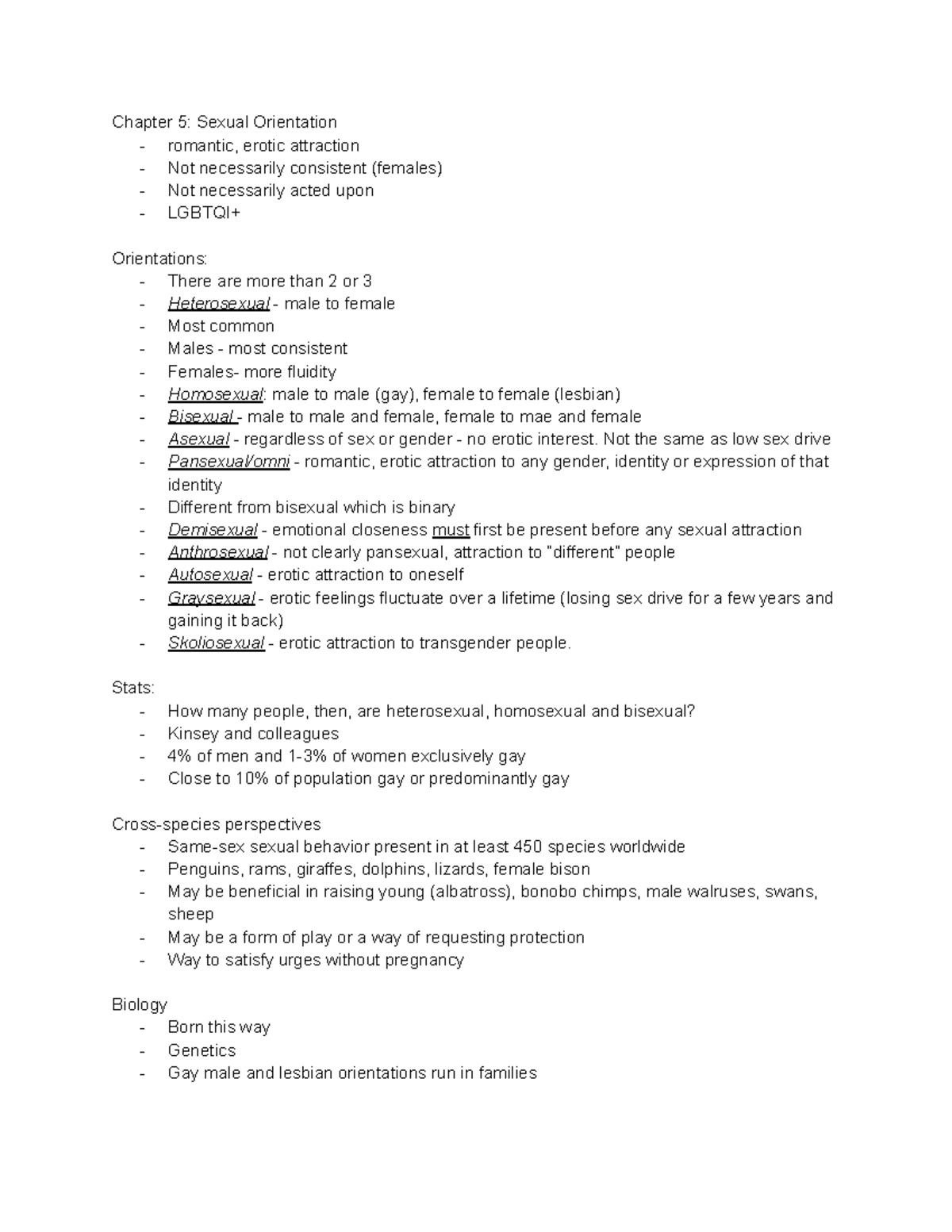 human sexuality lecture notes - Chapter 5: Sexual Orientation ...