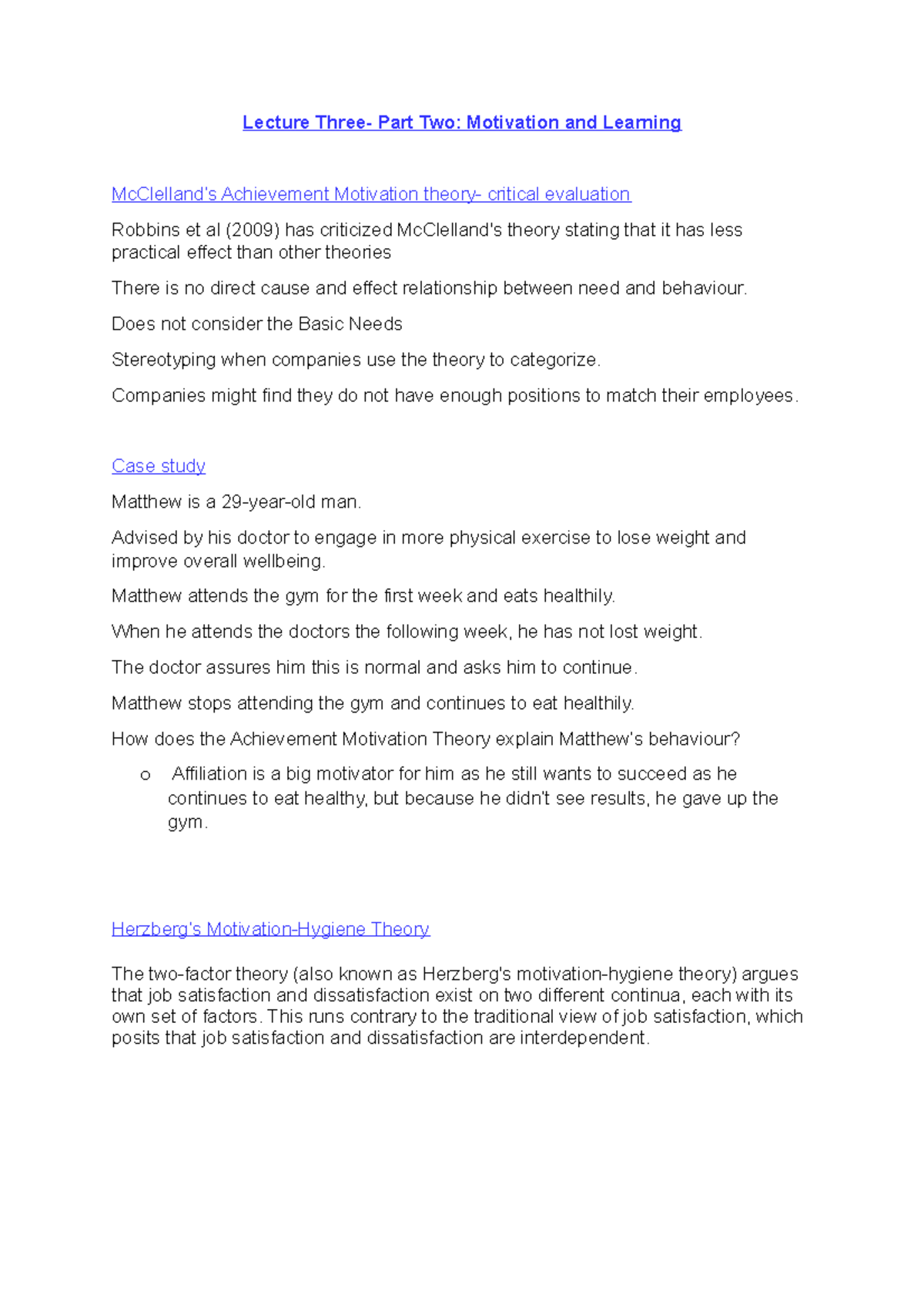 Lecture 3A - Lecture Three- Part Two: Motivation and Learning ...