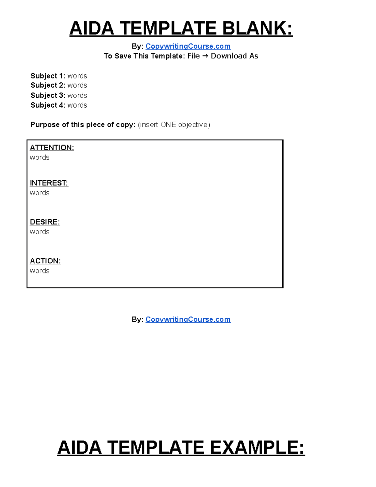 AIDA Email Template good documents AIDA TEMPLATE BLANK By