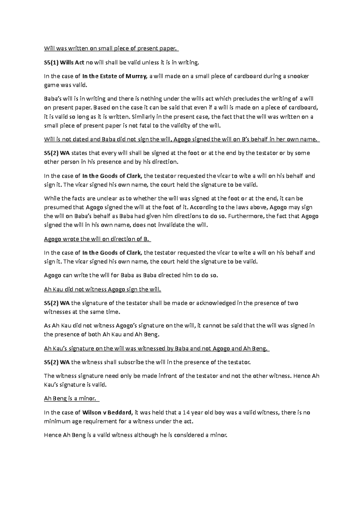 Tutorial 3 - Sucession - .............. - Will was written on small ...