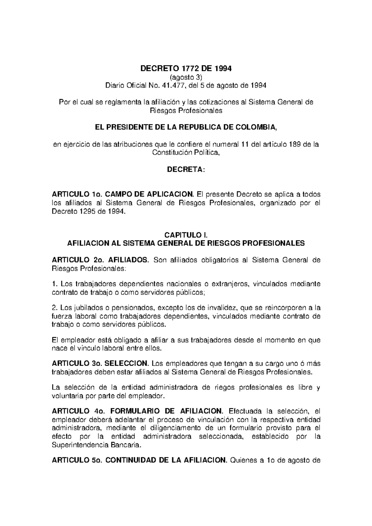 Decreto-1772-1994 - Decreto - DECRETO 1772 DE 1994 (agosto 3) Diario ...