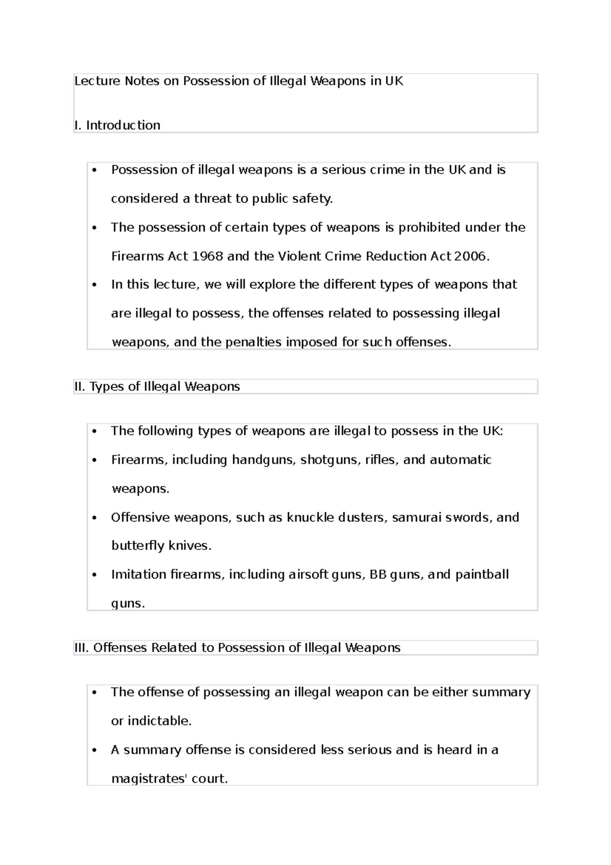 Possession of Illegal Weapons - Introduction Possession of illegal ...